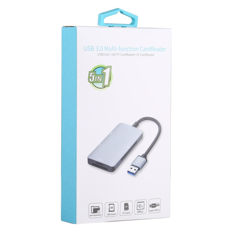5 In 1 Dual USB 3.0 + CF + TF + SD Multi-function USB 3.0 Card Reader