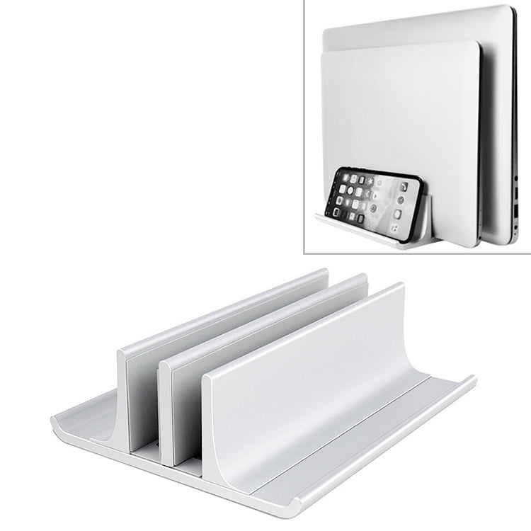 Universal Portable Aluminum Alloy Double Slot Width Adjustable Laptop Vertical Storage Stand Base