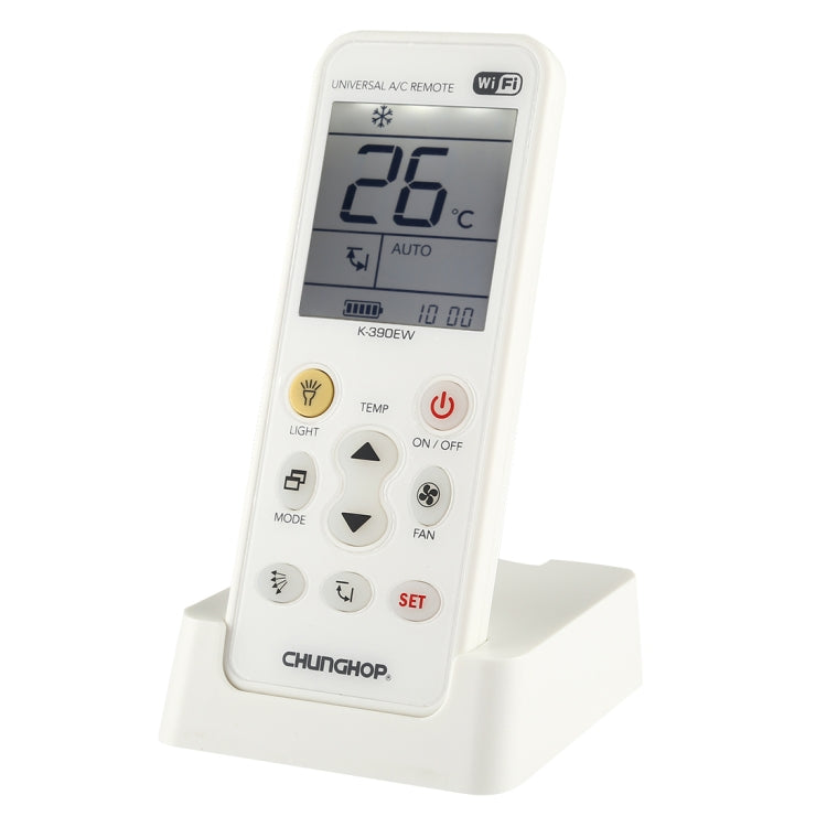CHUNGHOP K-390EW WiFi Smart Universal Air Conditioner A/C Remote Control with Backlight & LED Light & Base, Support 2G / 3G / 4G / WiFi Network, EU Plug