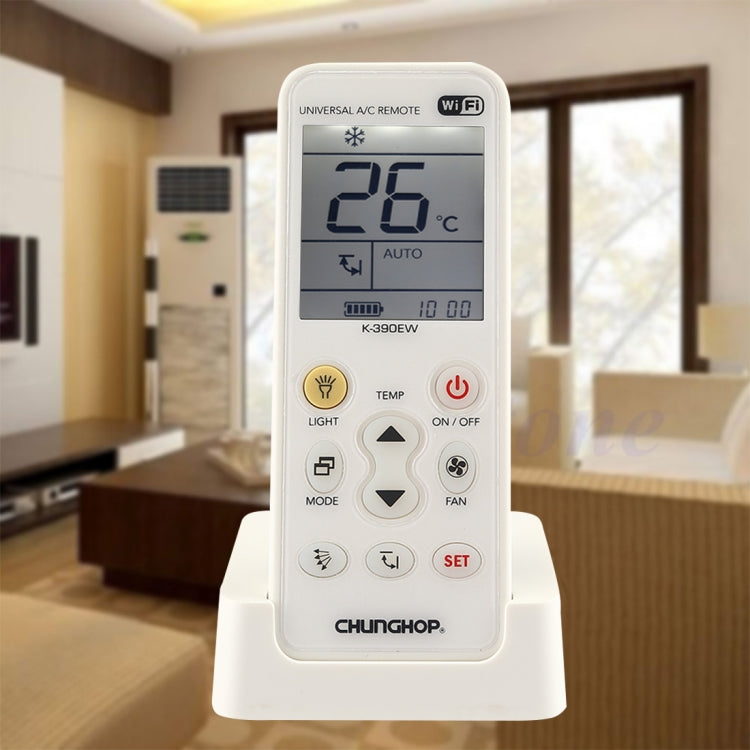 CHUNGHOP K-390EW WiFi Smart Universal Air Conditioner A/C Remote Control with Backlight & LED Light & Base, Support 2G / 3G / 4G / WiFi Network, EU Plug