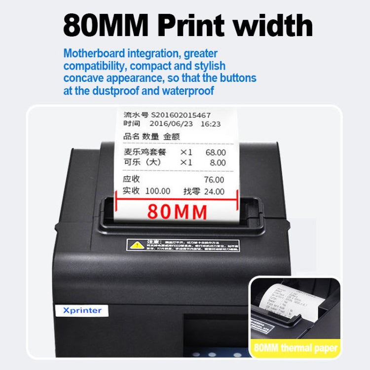 Xprinter N160II USB+Bluetooth Interface 80mm 160mm/s Automatic Thermal Receipt Printer, US Plug, USB+Bluetooth Interface, UK Plug, USB+Bluetooth Interface, US Plug, USB+Bluetooth Interface, EU Plug