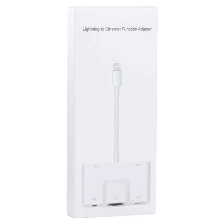 NK-1033 5 in 1 8 Pin Male to Dual USB + 3.5mm AUX + Ethernet + 8 Pin Power Female Adapter