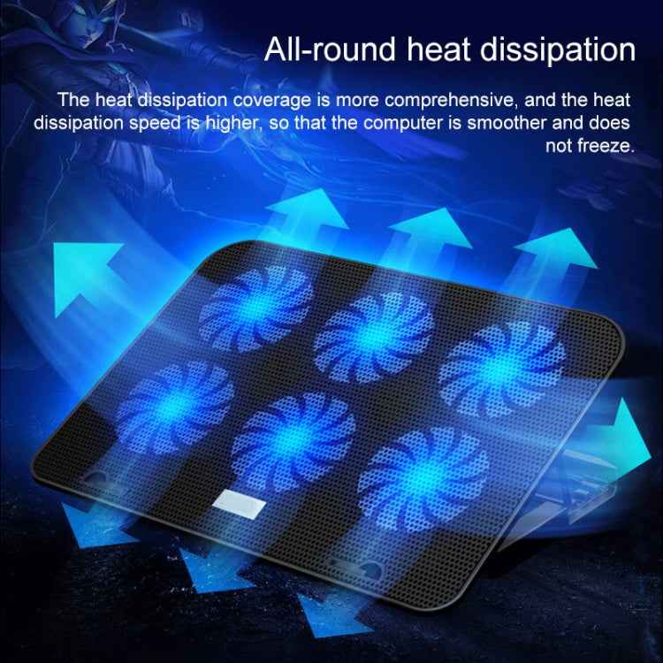 ICE COOREL Notebook Computer Base Silent Six-fan Cooling Holder Heat Sink, Style: Ordinary