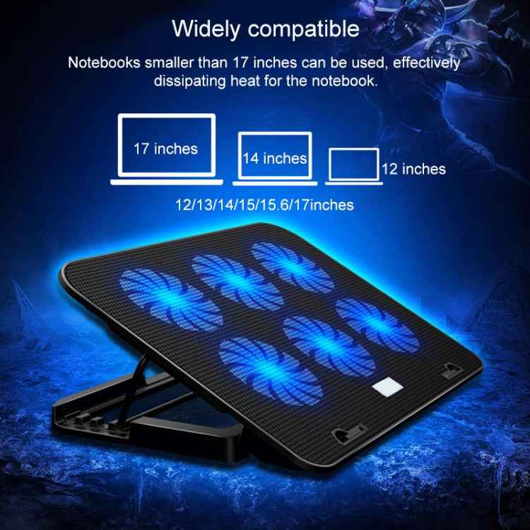 ICE COOREL Notebook Computer Base Silent Six-fan Cooling Holder Heat Sink, Style: Ordinary
