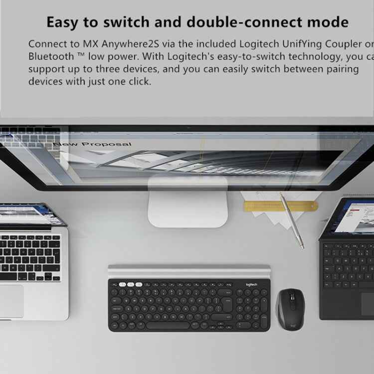 Logitech MX Anywhere 2S 4000DPI Bluetooth + Unifying Dual-mode Rechargeable Symmetrical Design Wireless Optical Gaming Mouse