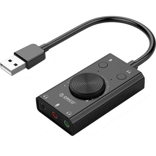 ORICO SC2 Multi-function USB External Driver-free Sound Card with 2 x Headset Ports & 1 x Microphone Port & Volume Adjustment