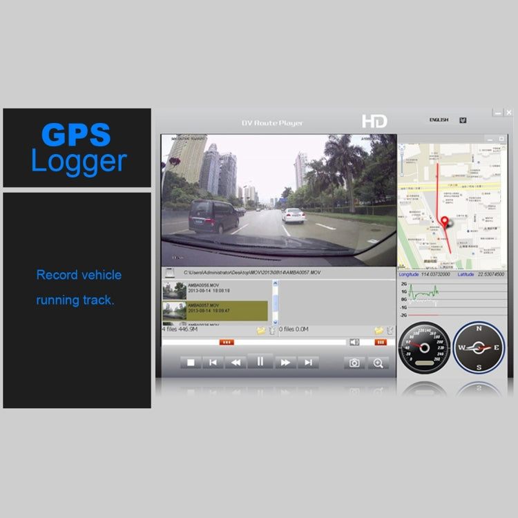 GS90C Car DVR Camera 2.7 inch LCD Screen HD 2304 x 1296P 170 Degree Wide Angle Viewing, Support Motion Detection / TF Card / G-Sensor / HDMI