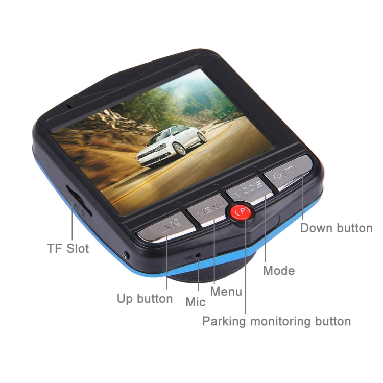 VGA 480P Car Camcorder DVR Driving Recorder Digital Video Camera Voice Recorder with 2.4 inch LCD Screen Display, Support 32GB Micro TF Card & Infrared Night Vision Function(Black + Blue)