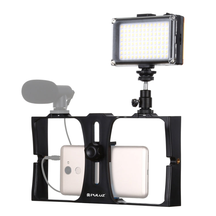 PULUZ 2 in 1 Vlogging Live Broadcast LED Selfie Light Smartphone Video Rig Kits with Cold Shoe Tripod Head for iPhone, Galaxy, Huawei, Xiaomi, HTC, LG, Google, and Other Smartphones, Vlogging Rig+Light