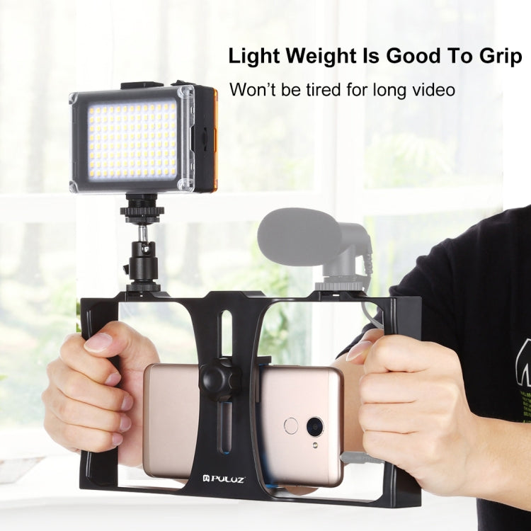 PULUZ 2 in 1 Vlogging Live Broadcast LED Selfie Light Smartphone Video Rig Kits with Cold Shoe Tripod Head for iPhone, Galaxy, Huawei, Xiaomi, HTC, LG, Google, and Other Smartphones, Vlogging Rig+Light