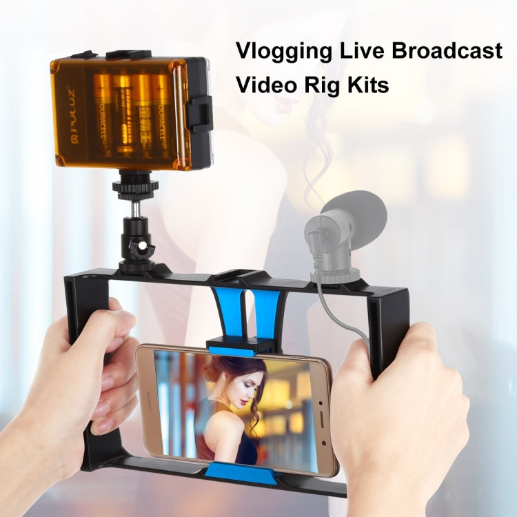 PULUZ 2 in 1 Vlogging Live Broadcast LED Selfie Light Smartphone Video Rig Kits with Cold Shoe Tripod Head for iPhone, Galaxy, Huawei, Xiaomi, HTC, LG, Google, and Other Smartphones, Vlogging Rig+Light