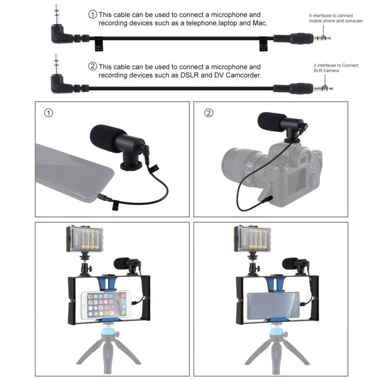PULUZ 3 in 1 Vlogging Live Broadcast LED Selfie Light Smartphone Video Rig Kits with Microphone + Cold Shoe Tripod Head for iPhone, Galaxy, Huawei, Xiaomi, HTC, LG, Google, and Other Smartphones, 3-in-1, 3-in-1(Red)