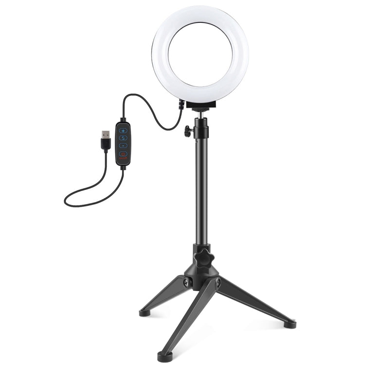 PULUZ 4.7 inch 12cm USB 3 Modes Dimmable LED Ring Vlogging Photography Video Lights + Desktop Tripod Holder with Cold Shoe Tripod Ball Head