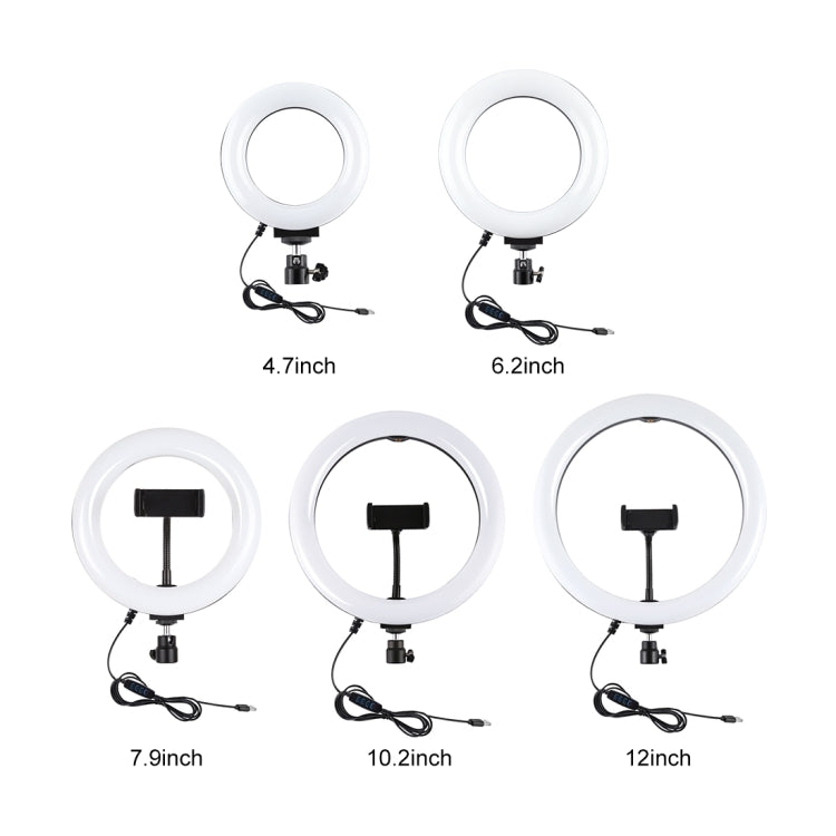 PULUZ 4.7 inch 12cm USB 3 Modes Dimmable LED Ring Vlogging Photography Video Lights + Desktop Tripod Holder with Cold Shoe Tripod Ball Head
