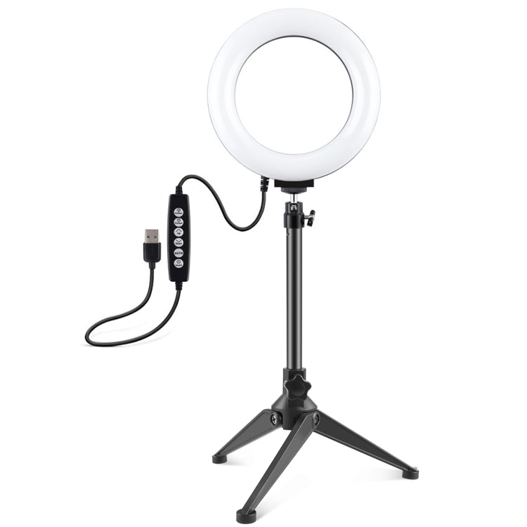 PULUZ 6.2 inch 16cm USB 10 Modes 8 Colors RGBW Dimmable LED Ring Vlogging Photography Video Lights + Desktop Tripod Mount with Cold Shoe Tripod Ball Head