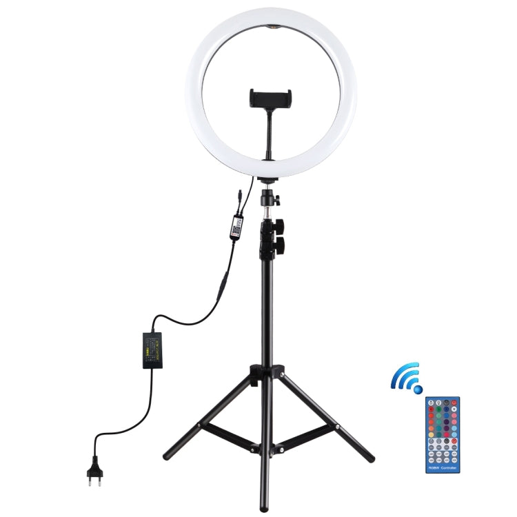 PULUZ 11.8 inch 30cm RGB Light 1.1m Tripod Mount Dimmable LED Ring Vlogging Selfie Photography Video Lights Live Broadcast Kits with Cold Shoe Tripod Ball Head & Phone Clamp