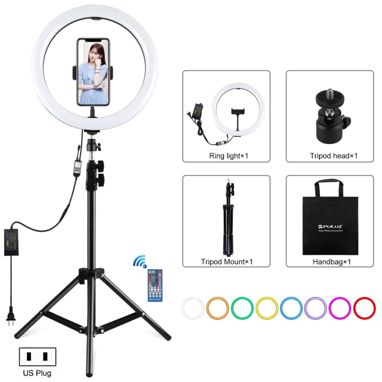 PULUZ 11.8 inch 30cm RGB Light 1.1m Tripod Mount Dimmable LED Ring Vlogging Selfie Photography Video Lights Live Broadcast Kits with Cold Shoe Tripod Ball Head & Phone Clamp