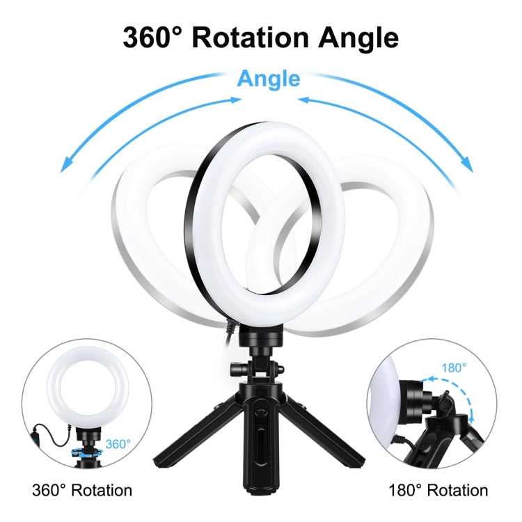 PULUZ 4.7 inch 12cm USB 3 Modes Dimmable LED Ring Vlogging Photography Video Lights + Pocket Tripod Mount Kit with Cold Shoe Tripod Ball Head