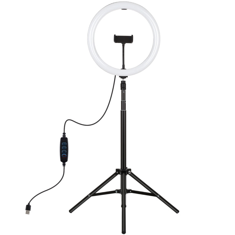 PULUZ 11.8 inch 30cm Light + 1.65m Tripod Mount Curved Surface USB 3 Modes Dimmable Dual Color Temperature LED Ring Vlogging Video Light Live Broadcast Kits with Phone Clamp