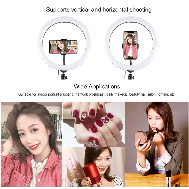 PULUZ 11.8 inch 30cm Light + 1.65m Tripod Mount Curved Surface USB 3 Modes Dimmable Dual Color Temperature LED Ring Vlogging Video Light Live Broadcast Kits with Phone Clamp