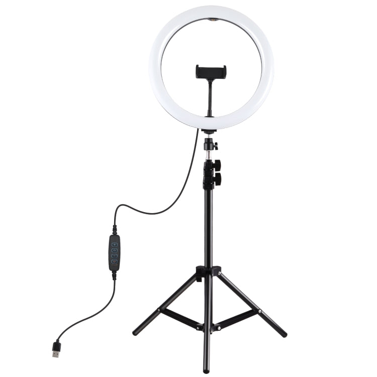 PULUZ 11.8 inch 30cm Light + 1.1m Tripod Mount Curved Surface USB 3 Modes Dimmable Dual Color Temperature LED Ring Vlogging Video Light  Live Broadcast Kits with Phone Clamp