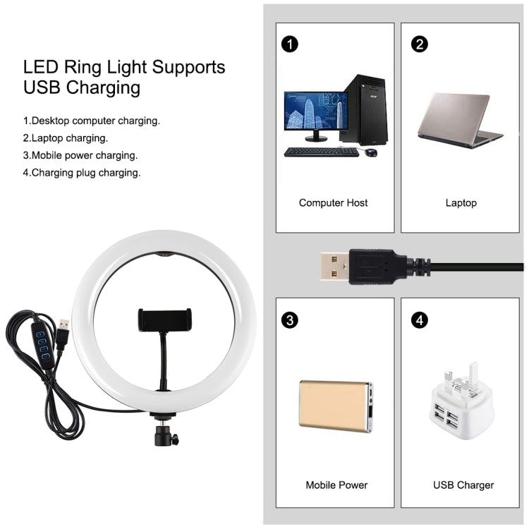 PULUZ 10.2 inch 26cm Light + 1.65m Tripod Mount Curved Surface USB 3 Modes Dimmable Dual Color Temperature Ring Vlogging Video Light Live Broadcast Kits with Phone Clamp & Selfie Remote Control