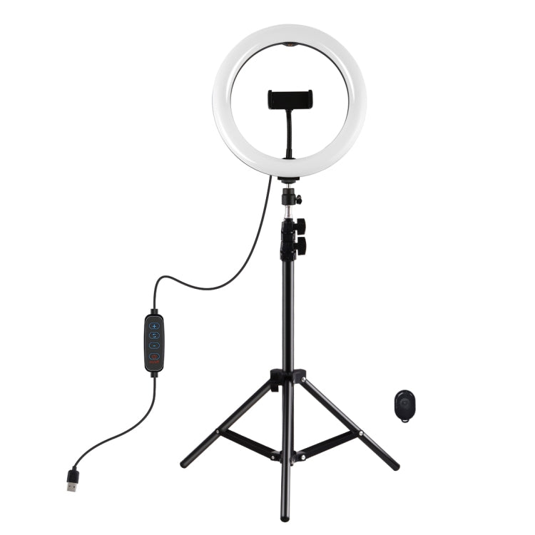 PULUZ 10.2 inch 26cm Ring Light + 1.1m Tripod Mount USB 3 Modes Dimmable Dual Color Temperature LED Curved Diffuse Light Vlogging Selfie Photography Video Lights with Phone Clamp & Selfie Remote Control