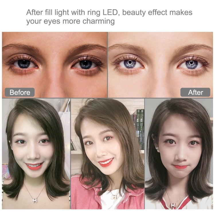 PULUZ 10.2 inch 26cm Selfie Beauty Light + Desktop Tripod Mount USB 3 Modes Dimmable LED Ring Vlogging Selfie Photography Video Lights with Cold Shoe Tripod Ball Head & Phone Clamp