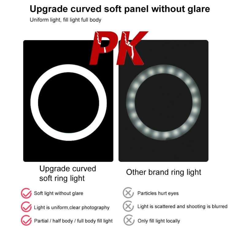 PULUZ 10.2 inch 26cm Selfie Beauty Light + Desktop Tripod Mount USB 3 Modes Dimmable LED Ring Vlogging Selfie Photography Video Lights with Cold Shoe Tripod Ball Head & Phone Clamp