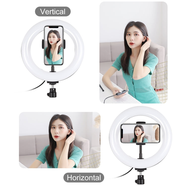 PULUZ 7.9 inch 20cm Light + Desktop Tripod Mount USB 3 Modes Dimmable Dual Color Temperature LED Curved Light Ring Vlogging Selfie Beauty Photography Video Lights with Phone Clamp