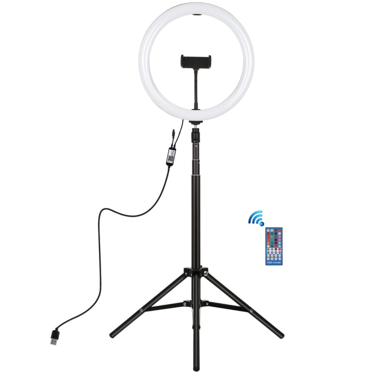 PULUZ 11.8 inch 30cm RGBW Light + 1.65m Mount Curved Surface RGBW Dimmable LED Ring Selfie Vlogging Light  Live Broadcast Kits with Cold Shoe Tripod Adapter & Phone Clamp & Remote Control