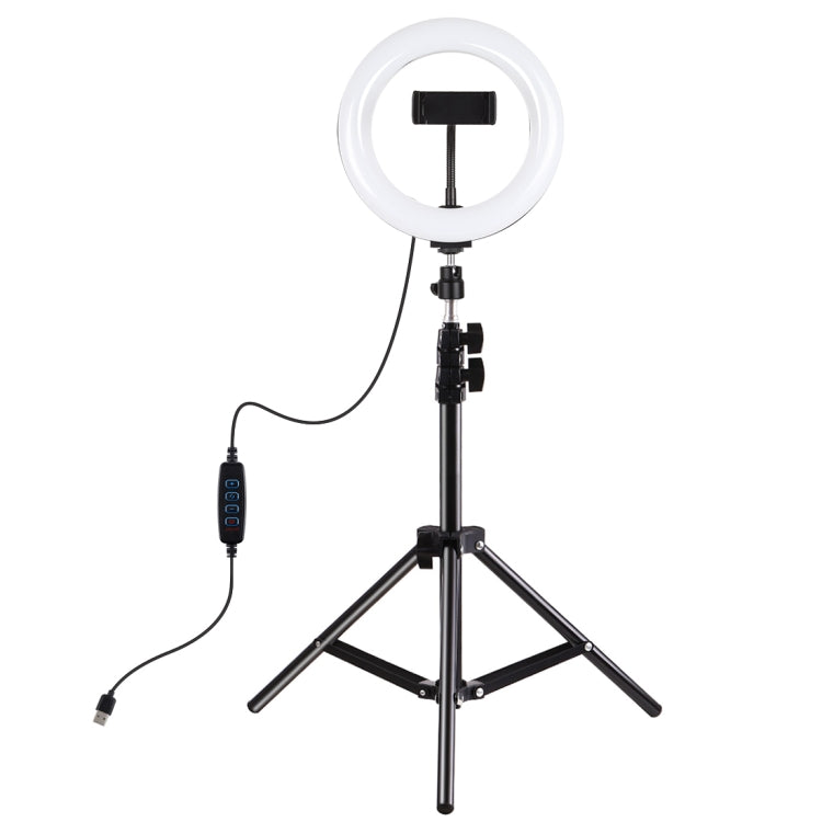 PULUZ 7.9 inch 20cm Light+ 1.1m Tripod Mount USB 3 Modes Dimmable Dual Color Temperature LED Curved Light Ring Vlogging Selfie Photography Video Lights with Phone Clamp