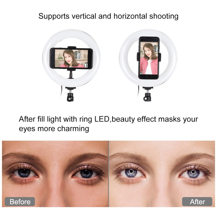 PULUZ 7.9 inch 20cm Light+ 1.1m Tripod Mount USB 3 Modes Dimmable Dual Color Temperature LED Curved Light Ring Vlogging Selfie Photography Video Lights with Phone Clamp