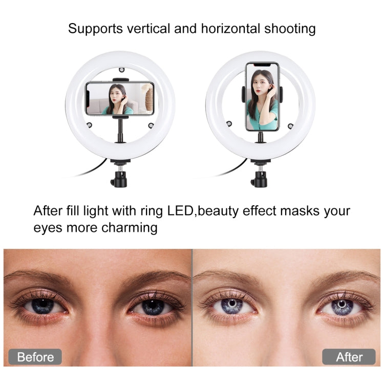 PULUZ 7.9 inch 20cm Mirror Light+ 1.1m Tripod Mount USB 3 Modes Dimmable Dual Color Temperature LED Curved Light Ring Vlogging Selfie Photography Video Lights with Mirror & Phone Clamp