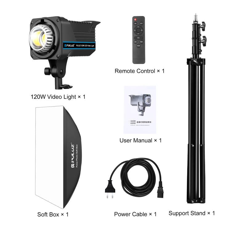 PULUZ 120W Photo Studio Strobe Flash Light Kit with Softbox Reflector & Tripod