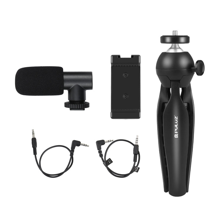 PULUZ Live Broadcast Smartphone Video Vlogger Kits Microphone + Tripod Mount + Phone Clamp Holder