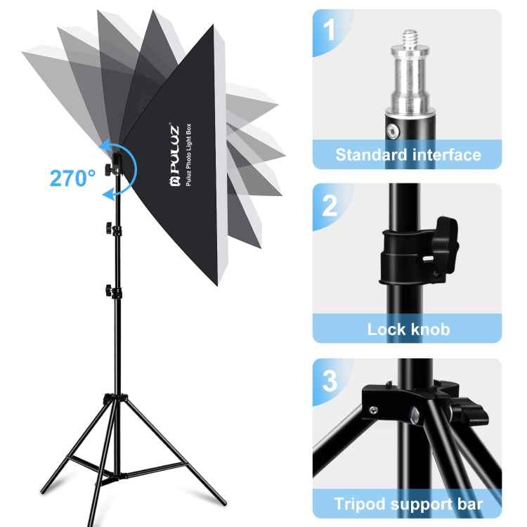 PULUZ Softbox Lighting Kit 2 PCS 50x70cm Professional Photo Studio Photography Light Equipment with 8 x E27 20W E27 Socket Bulb Photography Lighting Kit for Filming Portrait Shooting / Fashion Advertising Photography