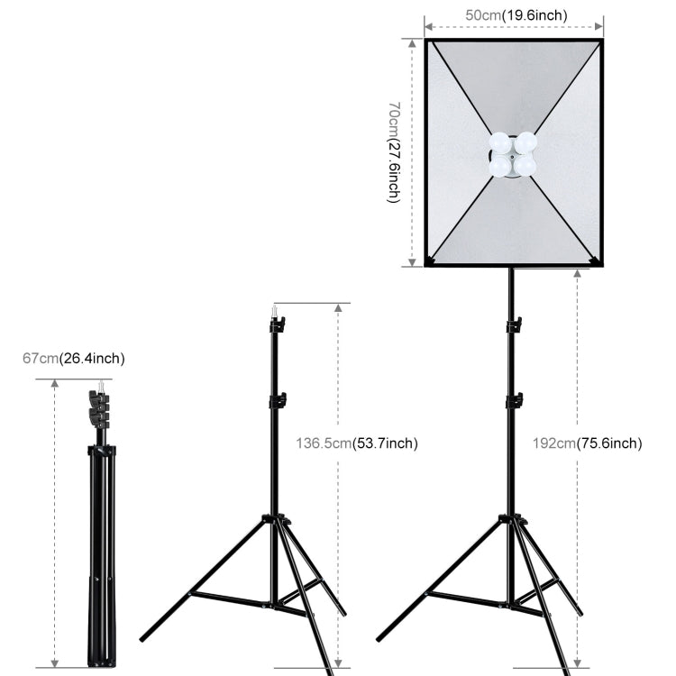 PULUZ Softbox Lighting Kit 2 PCS 50x70cm Professional Photo Studio Photography Light Equipment with 8 x E27 20W E27 Socket Bulb Photography Lighting Kit for Filming Portrait Shooting / Fashion Advertising Photography, 2 PCS 4 x Bulb Kit US Plug        ...