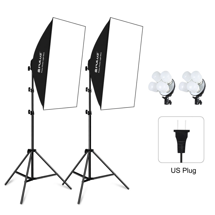 PULUZ Softbox Lighting Kit 2 PCS 50x70cm Professional Photo Studio Photography Light Equipment with 8 x E27 20W E27 Socket Bulb Photography Lighting Kit for Filming Portrait Shooting / Fashion Advertising Photography, 2 PCS 4 x Bulb Kit US Plug        ...