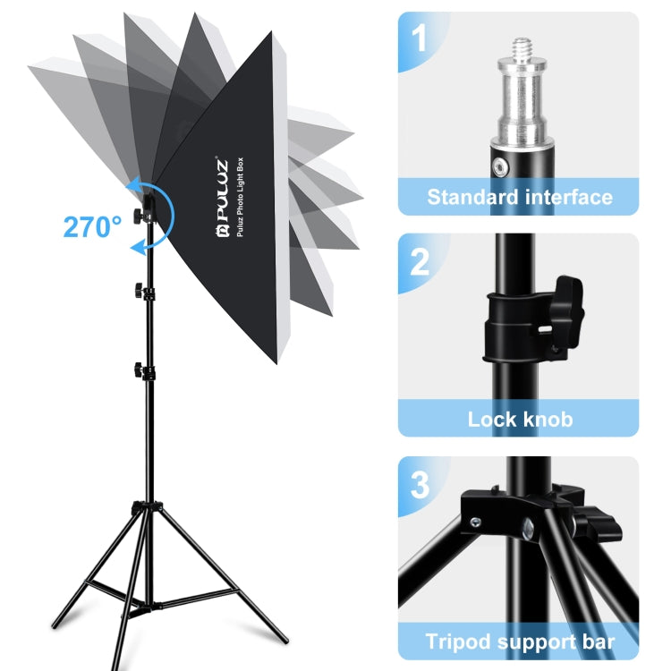PULUZ Softbox Lighting Kit 2 PCS 50x70cm Professional Photo Studio Photography Light Equipment with 8 x E27 20W E27 Socket Bulb Photography Lighting Kit for Filming Portrait Shooting / Fashion Advertising Photography, 2 PCS 4 x Bulb Kit US Plug        ...