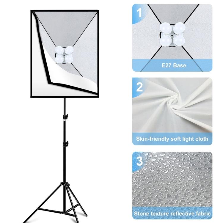 PULUZ Softbox Lighting Kit 2 PCS 50x70cm Professional Photo Studio Photography Light Equipment with 8 x E27 20W E27 Socket Bulb Photography Lighting Kit for Filming Portrait Shooting / Fashion Advertising Photography, 2 PCS 4 x Bulb Kit US Plug        ...