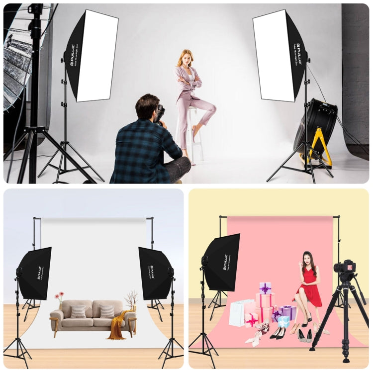 PULUZ Softbox Lighting Kit 2 PCS 50x70cm Professional Photo Studio Photography Light Equipment with 8 x E27 20W E27 Socket Bulb Photography Lighting Kit for Filming Portrait Shooting / Fashion Advertising Photography, 2 PCS 4 x Bulb Kit US Plug        ...