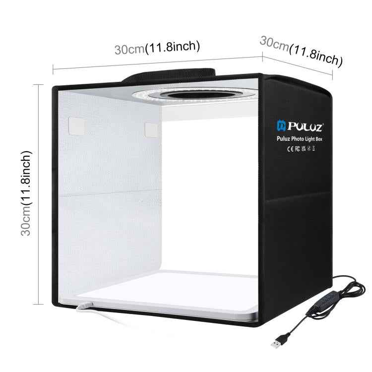 PULUZ 30cm Folding Ring Light Photo Lighting Studio Shooting Tent Box with Shadowless Light Panel