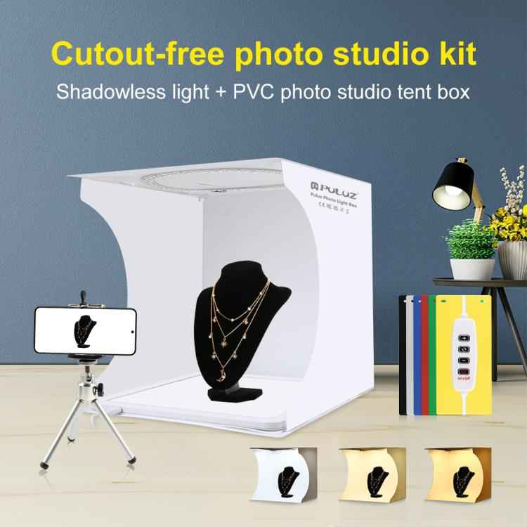 PULUZ 30cm Folding Ring Light Board Photo Lighting Studio Shooting Tent Box Kit Box with Shadowless Light Panel