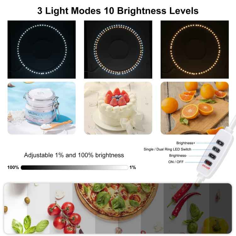 PULUZ 30cm Folding Ring Light Board Photo Lighting Studio Shooting Tent Box Kit Box with Shadowless Light Panel