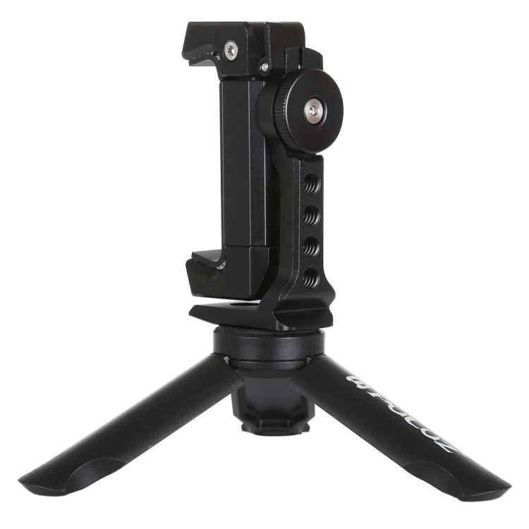 PULUZ Folding Plastic Tripod + Horizontal / Vertical Shooting Metal Clamp with Cold Shoe for iPhone, Galaxy, Huawei, Xiaomi, Sony, HTC, Google and other Smartphones