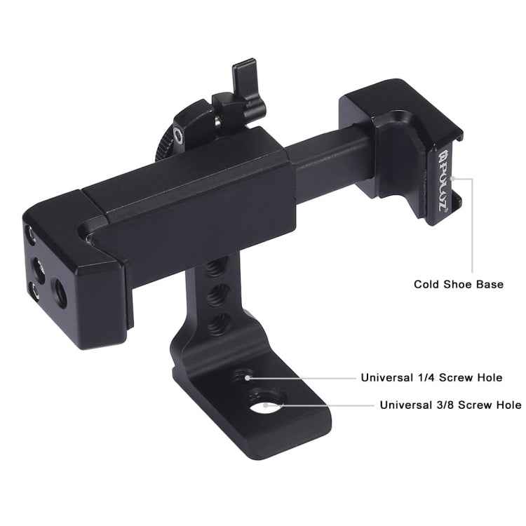 PULUZ Folding Plastic Tripod + Horizontal / Vertical Shooting Metal Clamp with Cold Shoe for iPhone, Galaxy, Huawei, Xiaomi, Sony, HTC, Google and other Smartphones