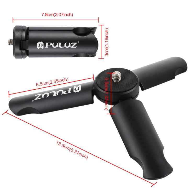 PULUZ Folding Plastic Tripod + Horizontal / Vertical Shooting Metal Clamp with Cold Shoe for iPhone, Galaxy, Huawei, Xiaomi, Sony, HTC, Google and other Smartphones