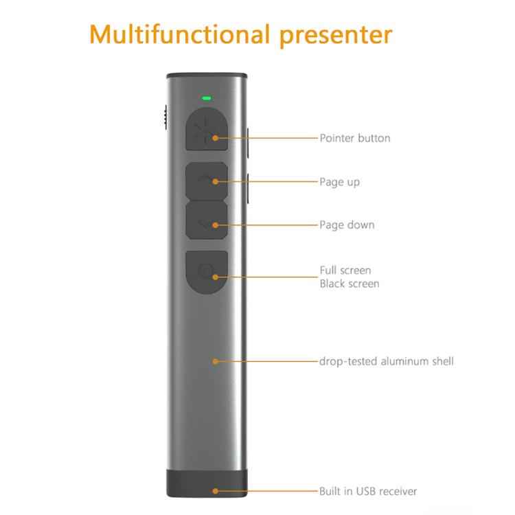 Doosl Dsit038 2.4GHz Wireless Presenter PowerPoint Clicker Representation Remote Control Green Laser Pointer, Control Distance: 100m