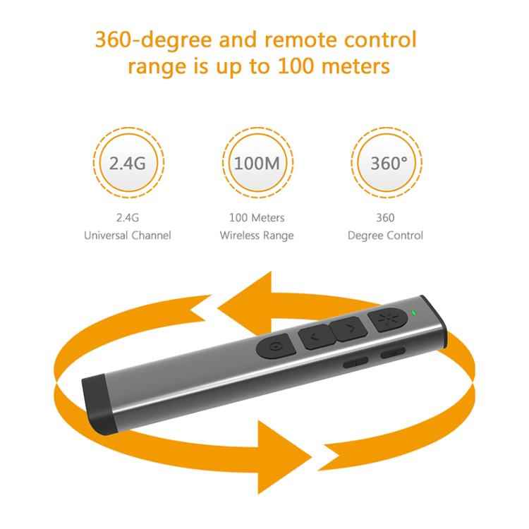 Doosl Dsit038 2.4GHz Wireless Presenter PowerPoint Clicker Representation Remote Control Green Laser Pointer, Control Distance: 100m